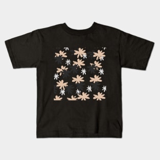 Peach Black flower pattern Kids T-Shirt